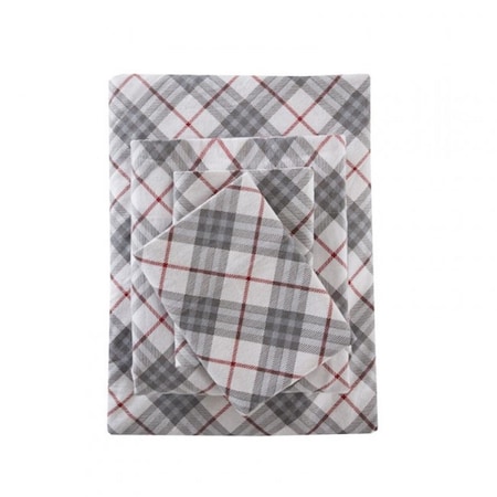 True North By Sleep Philosophy Cozy Flannel Sheet Set, Red Plaid - Twin TN20-0076